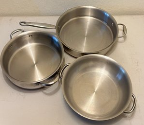 Three Kirkland Copper Clad Pans - Casserole And Sautee