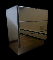 Modern Smoked Mirror Three-Drawer Chest, Circa 1970-80s