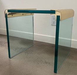 Leon Rosen Pace Waterfall Brass And Glass End Table, Circa 1960s