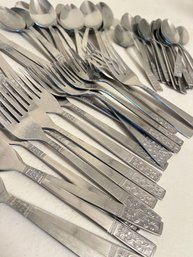 Pattern Flatware Set - Butter Knife, Large And Small Spoon, Large And Small Fork - Custom Craft Stainless