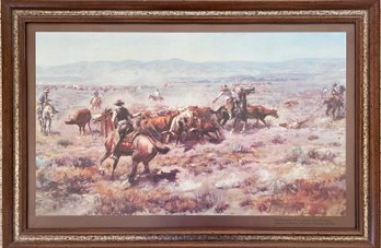 CM Russell - ' The Round Up' Framed Art Print