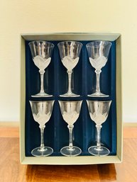 Six (6) J G Durand Cristal Florence Satine Stemmed Wine Glasses