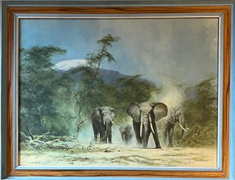 Elephants Under Kilamanjaro, Canvas Print, By David Shepard