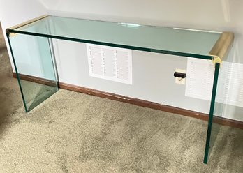 Leon Rosen Pace Waterfall Brass And Glass Credenza, Circa 1960s