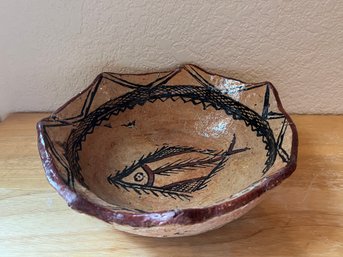 Rare Antique Berber Bowl With Fish
