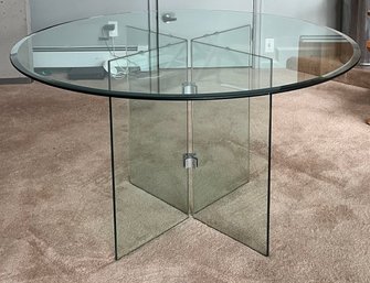 Mid-Century Modern, Glass Pedestal Base, Dining Table.