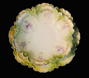 Pair Of Bavarian Porcelain Bowls With Scalloped Edge