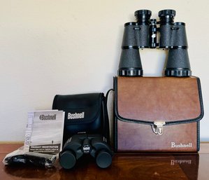 Two (2) Bushnell Binoculars, Each With Case, One With Documentation