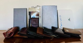 Lot Of Men's Leather Wallets Including Johnson & Murray And Samsonite