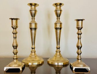 2 Pairs Of Brass Candlesticks