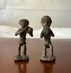 Miniature Vintage Tribal African Ethnographic Bronze Warrior Figurines