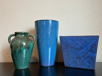 Three Glazed Pottery Vases