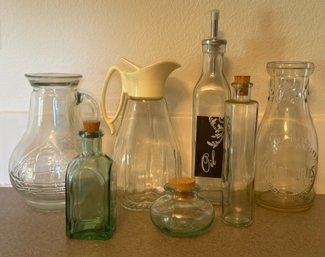 Lot Of Glass Jars & Cork Bottles