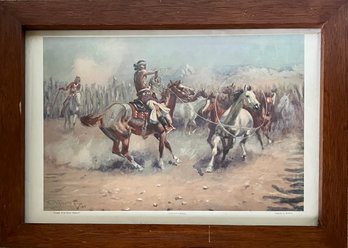 CM Russell - 'Navajo Wild Horse Hunters' Framed Art Print