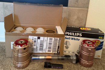 Lot Of Flashlights & Light Bulbs