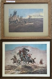 Two (2) Framed Art Prints By CM Russell - 'The Silk Robe' And 'When Arrows Spell Death'