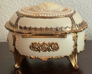 Brass Enamel & Cameo Victorian Inspired Trinket Music Box