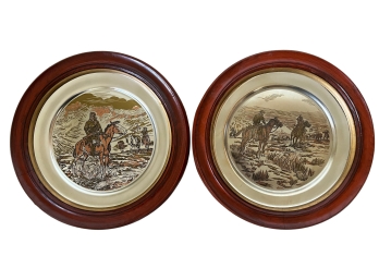 CM Russell - Toll Colector, Free Trapper And Damascene Framed Plate