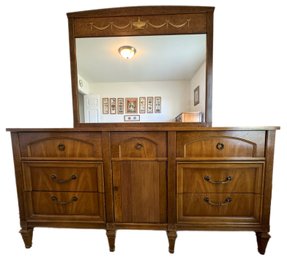 Vintage Solid Hardwood Dresser W/ Mirror