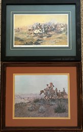 CM Russel - Pair Of Framed Art Prints Including 'Custers Last Stand'