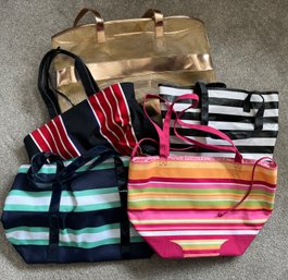 Set Of Five Striped Tote Bags