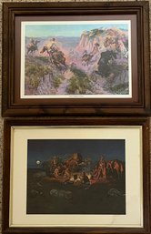 CM Russel - Two Including 'Wild Horse Hunters' Framed Art Prints