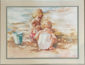 Sandplay, Print Of Watercolor,  By Ellie Weakley. Signed And Numbered 244/300