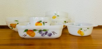 Collection Of Fire King Fruit Painted Dishes By Anchor Hocking