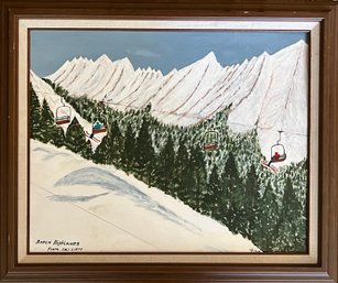 Aspen Highlands From Ski Lift, Signed Canvas Painting