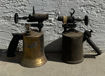 Pair Of Vintage Blow Torch Including One Brass- For Projects