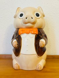 Tuxedo Pig Cookie Jar