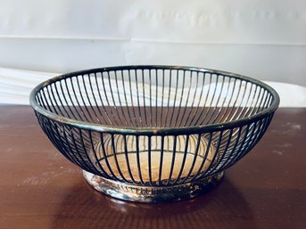 Vintage Silverplate Wire Fruit Basket, Made In Italy