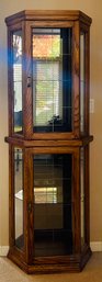 Corner Curio Cabinet With Light On Top And Bottom