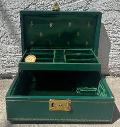 Vintage Emerald Green Jewelry Box