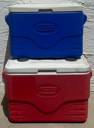 Blue And Red Coleman Coolers