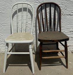 Two Oval Back Wooden Chairs