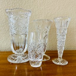 4 Cut Crystal Vases