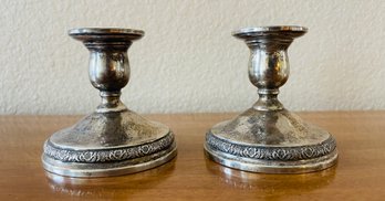 Duo Of Prelude International Weighed Sterling Candle Holders