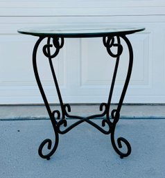 Vintage Iron Table With Glass Top