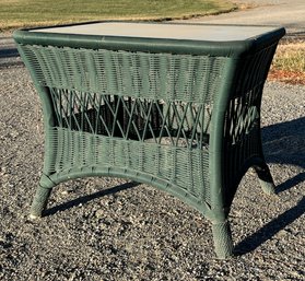 Green Wicker Outdoor Patio Tables- 3 Total