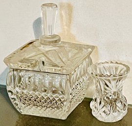 Vintage Lead Crystal Jelly/ Sugar Jar From West Germany & Small Vase