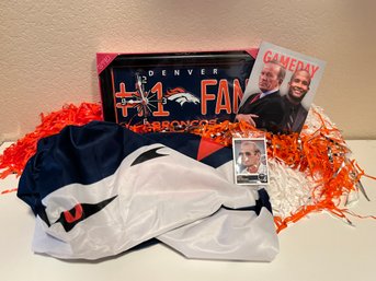 Broncos Number One Fan Clock, Flag And Pom Poms