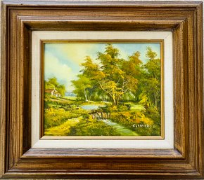 Artist Signed Landscape Painting In Frame