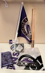 Colorado Rockies Mini Bat, Car Flag, Lapel Pin Set And More