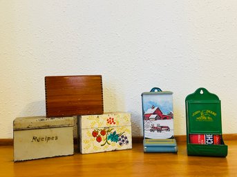 Vintage Recipe Boxes And Match Holders