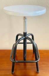 Vintage Industrial Stool With White Seat