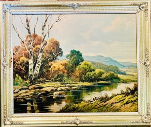 Vintage Gold Framed River Picture