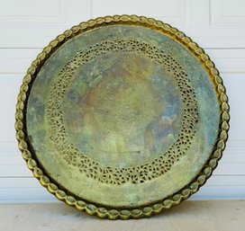 Large Vintage Brass Engraved Circular Plate