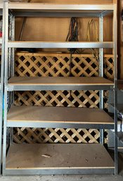 Tall Metal Storage Rack With Wood Plank Shelving 2 Of 2