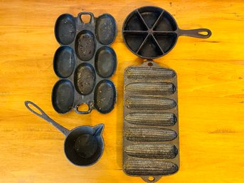 Vintage Cast Iron Pans Including Corn Pan And Gem Pan